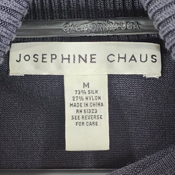 Womens Blue Josephine Chaus Turtleneck Sweater Vest Sleeveless Silk Blend Size M - Picture 4 of 9